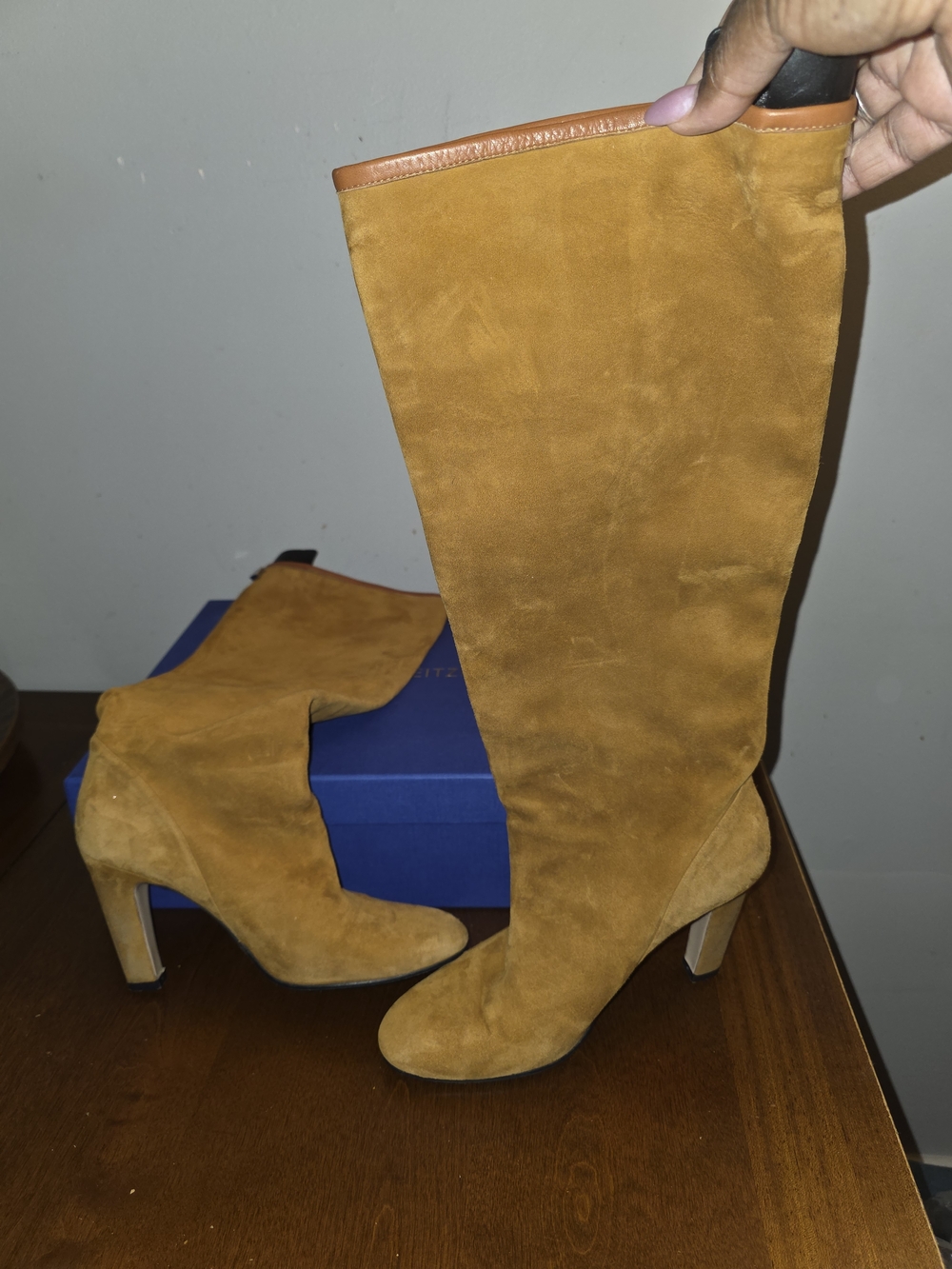 Stuart Weitzman Tall Suede Over-the-Knee Boots in Cognac Tan